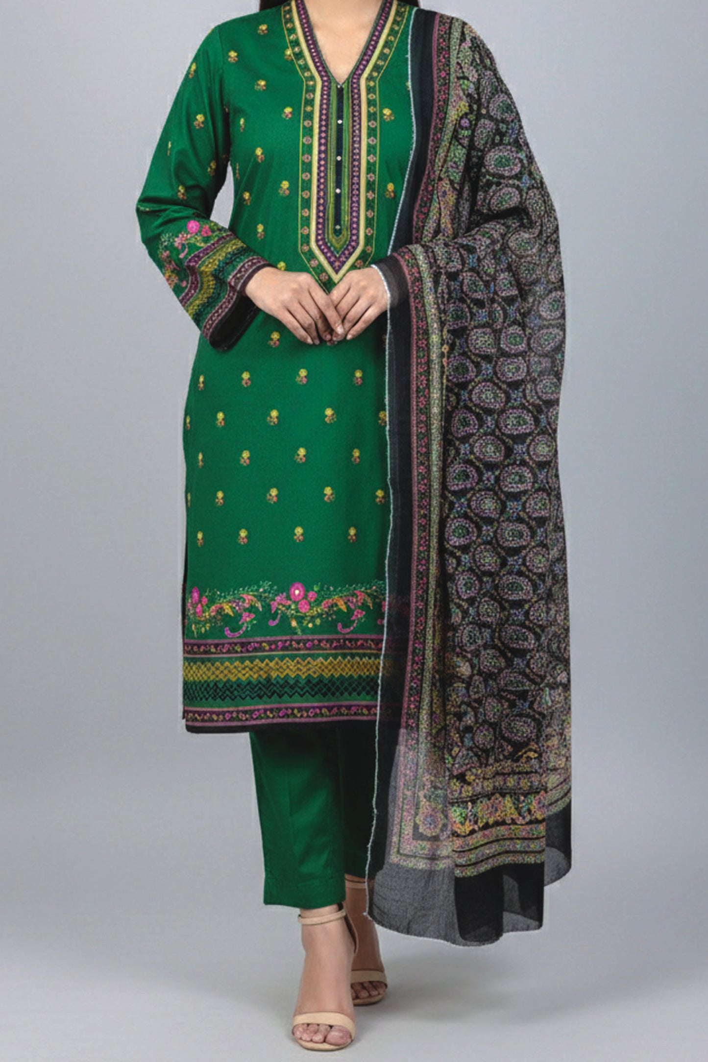 Limelight – Parrot Green (Summer Unstitched) – 3 Piece Digital Printed Lawn