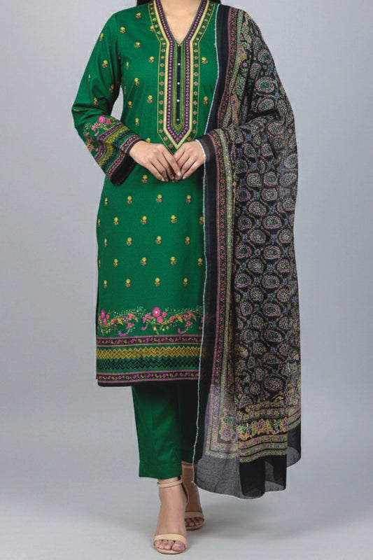 Limelight – Parrot Green (Summer Unstitched) – 3 Piece Digital Printed Lawn